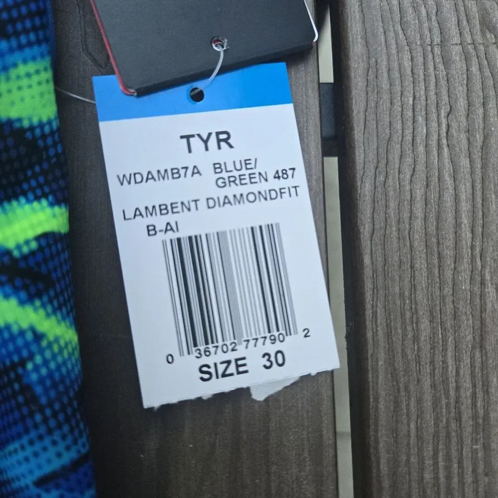 TYR Durafast Elite Women's Lambent Diomondfit Blue/green 1 Pc Swim Sz 30 New